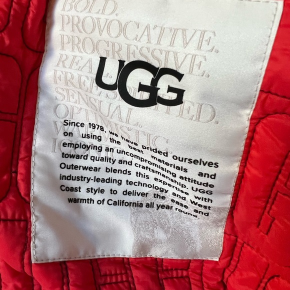 UGG Augusta Sherpa Jacket Bomber Winter Coat Red Maroon COZY CUTE - Picture 6 of 9